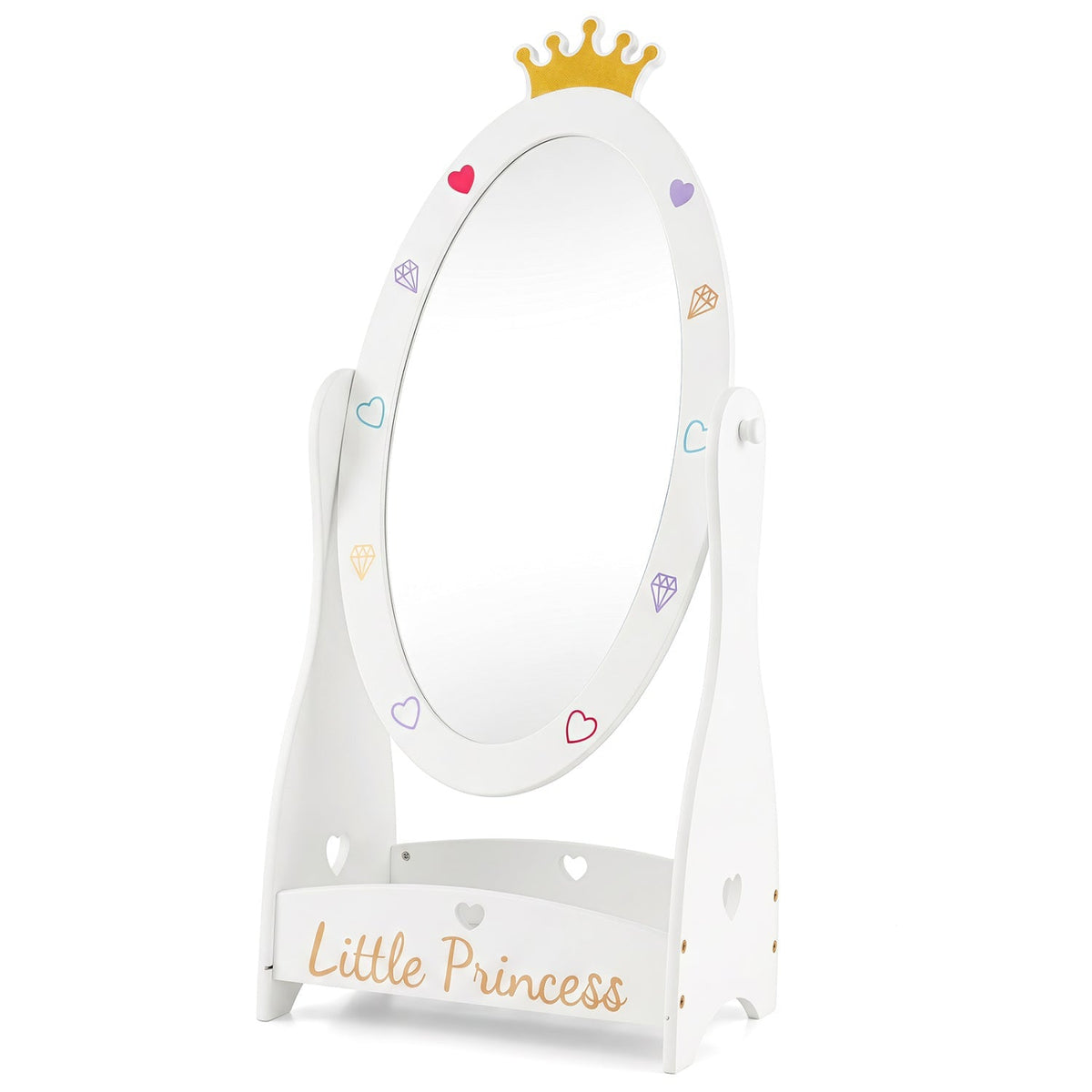 Kids Full Length Mirror with Rotatable Design and Shelf