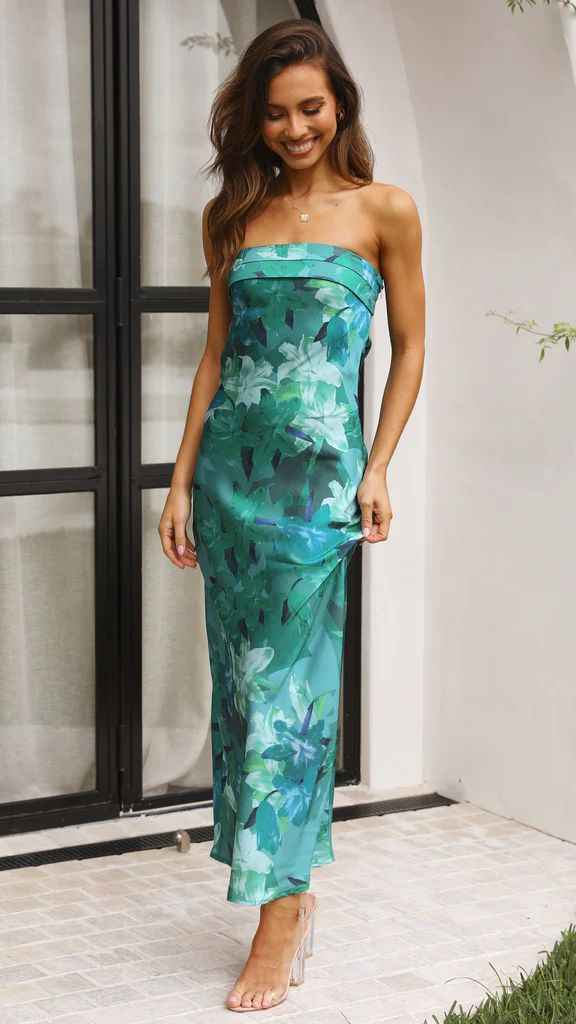 Women's Square Neck Corset Maxi Dress - Floral Printed High Waist A-Line Long Dress