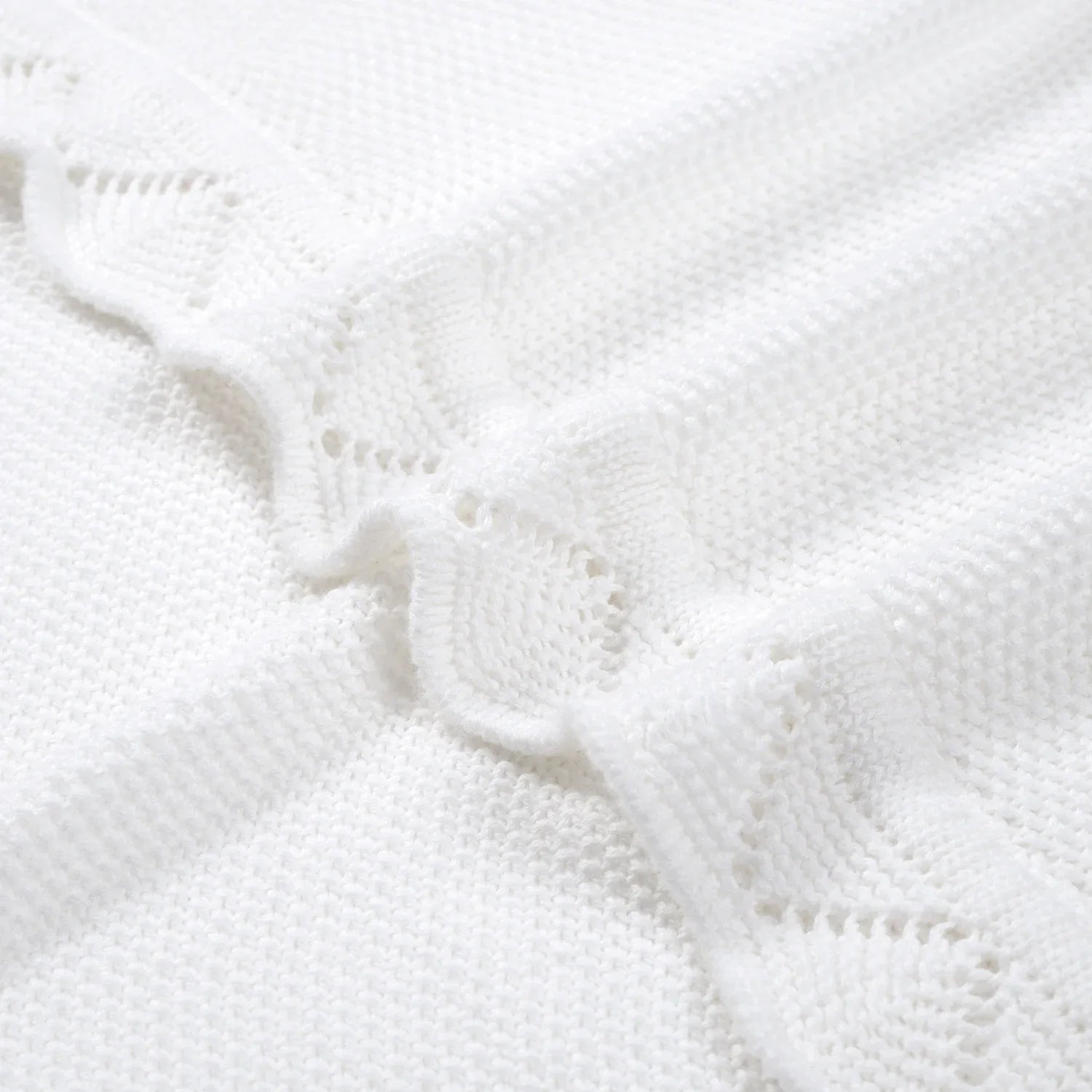 Heirloom Lace Knit Baby Blanket in White