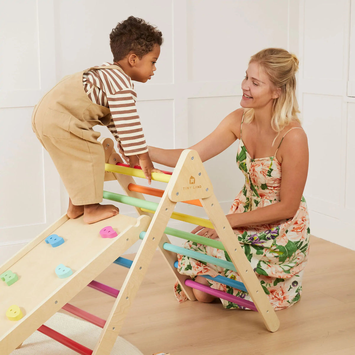 Tiny Land® Pikler Triangle 7-in-1 Montessori Climbing Set